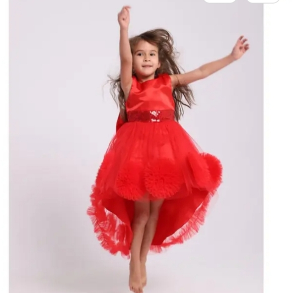 bright red holiday dress Red Tiered Midi Dress - All Dresses main image 0